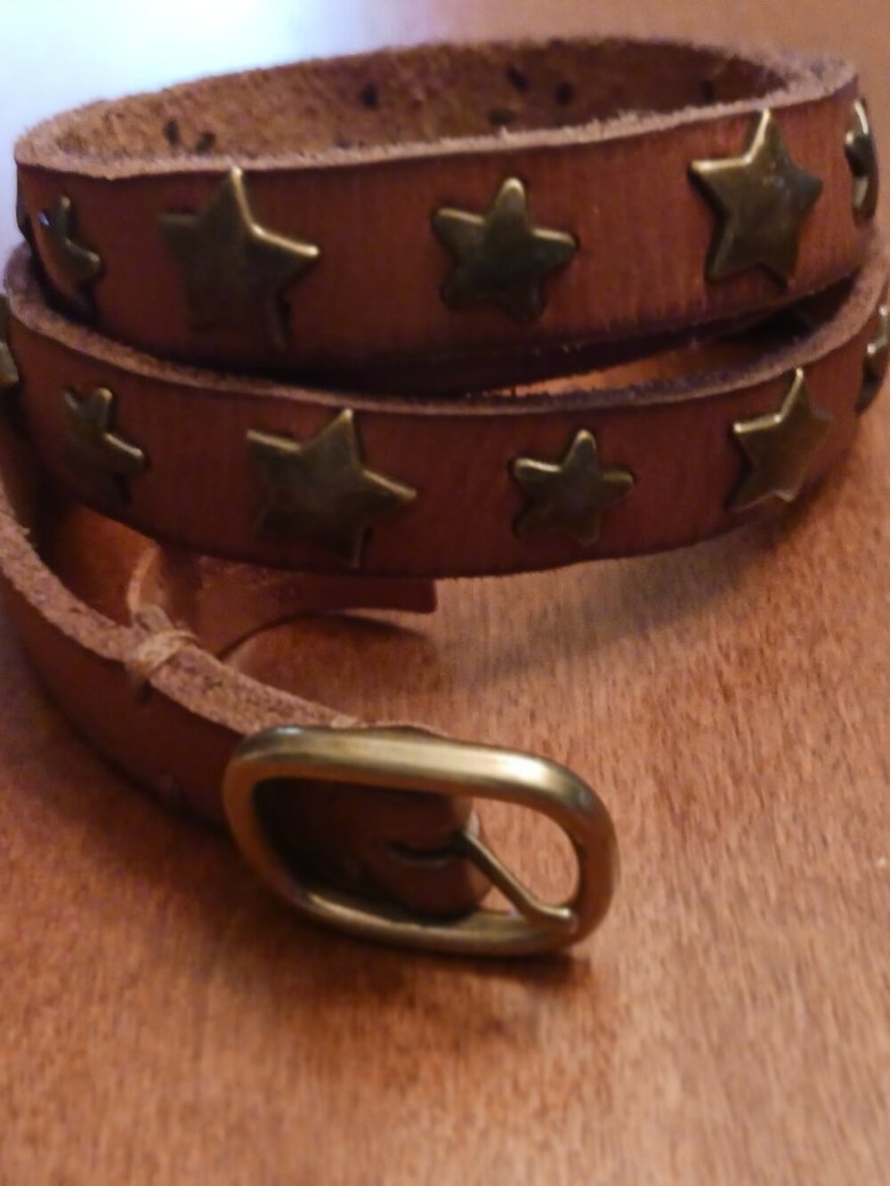 Amsterdam Heritage leather belt with brass star studs